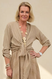Sophia Bias Cut Gold Thread Dress