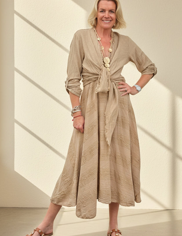 Sophia Bias Cut Gold Thread Dress