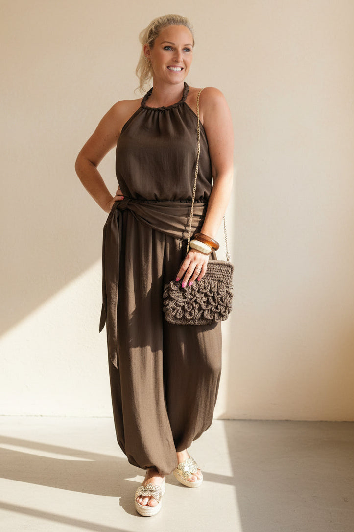 Lisa Plaited Halter Top Coord