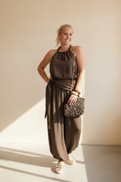 Lisa Plaited Halter Top Coord