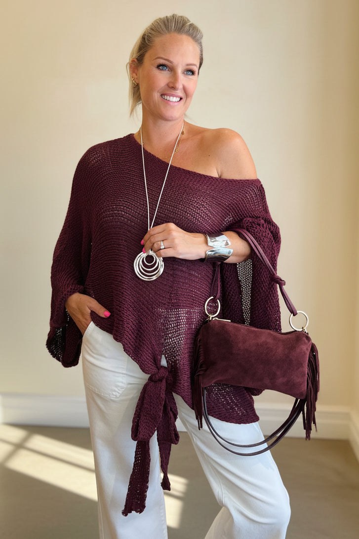 Loose Cotton Weave Tie Jumper