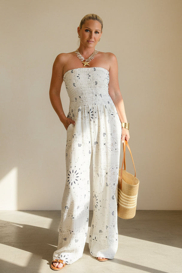Bandana Print Strapless Jumpsuit