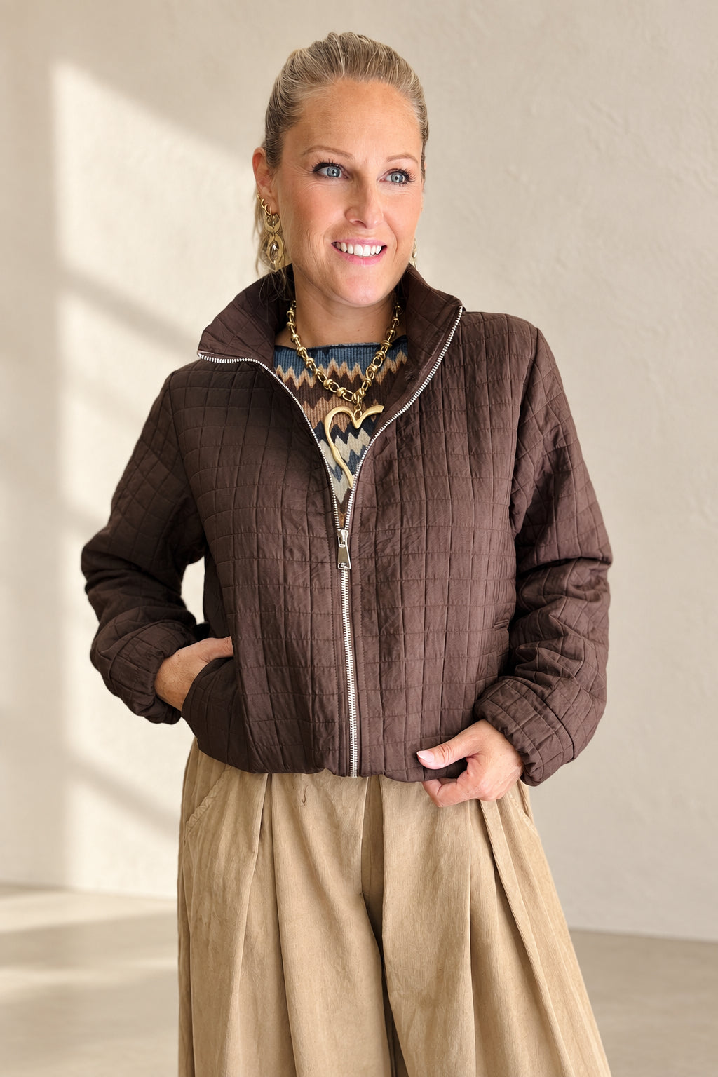 Quilted bomber jacket
