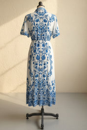 Azura Blue and White Tile Dress
