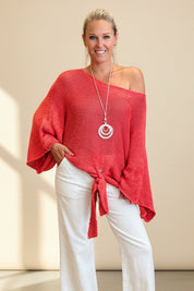 Loose Cotton Weave Tie Jumper