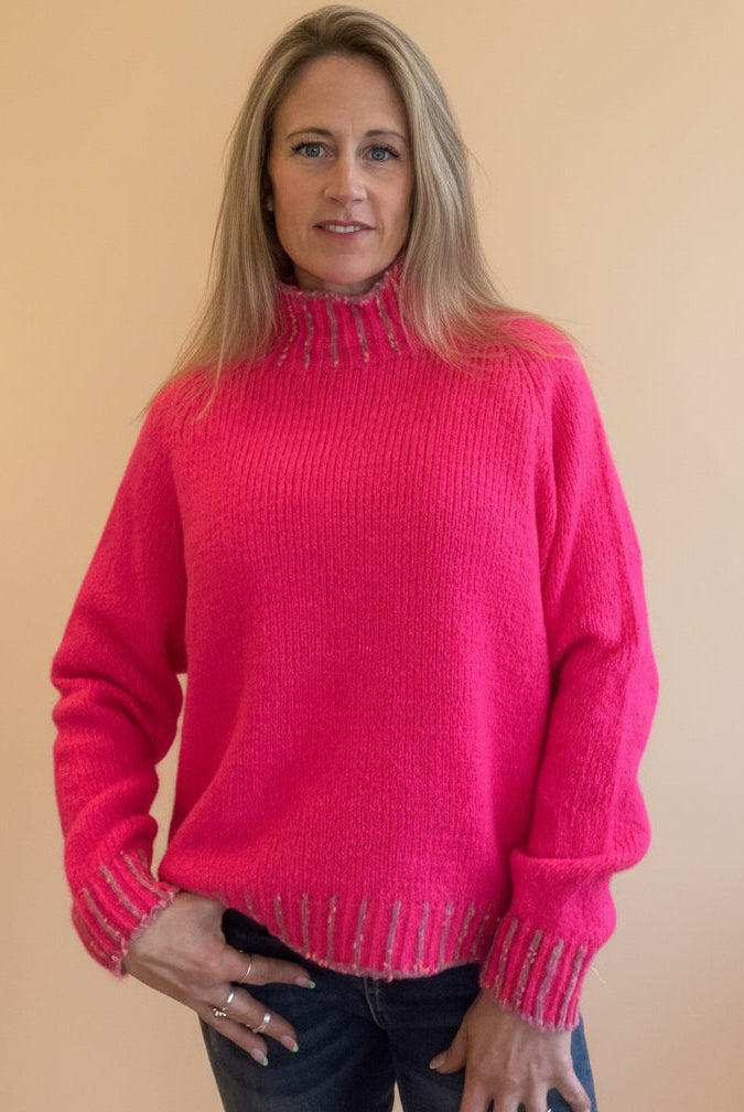 Contrast 'Hand Knit" jumper - Straight Hem