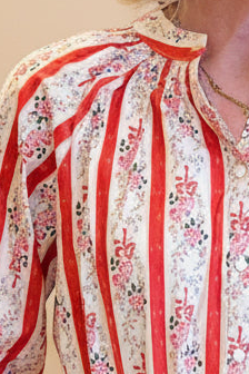 Blooms and Bows Collarless Blouse