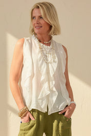 Frilly Front Sheer Blouse