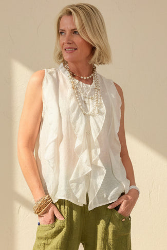Frilly Front Sheer Blouse