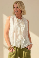 Frilly Front Sheer Blouse