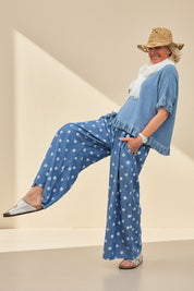 Spotty Chambray Palazzo Pants