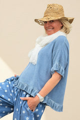 Spotty Chambray Palazzo Pants