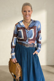 Satin touch Box Pattern Shirt