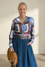 Satin touch Box Pattern Shirt