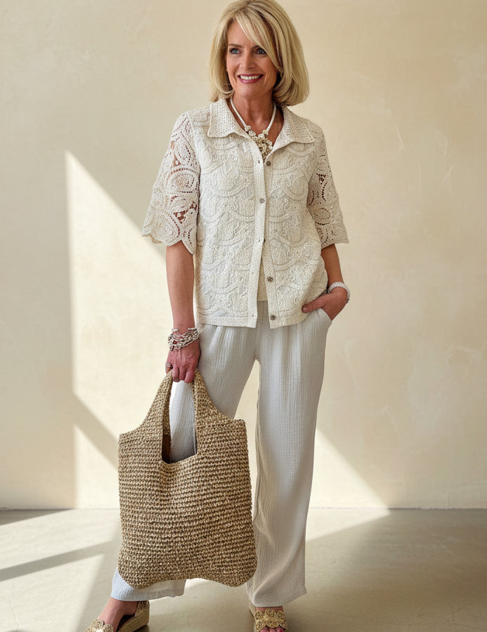 Pull on Cheesecloth Trousers