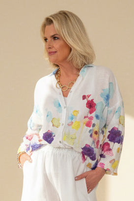 Claudia Painted Linen Shirt