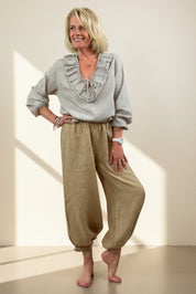 Linen Bow Tie Harem Pants