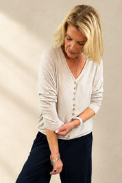 Batwing Button Light Knit