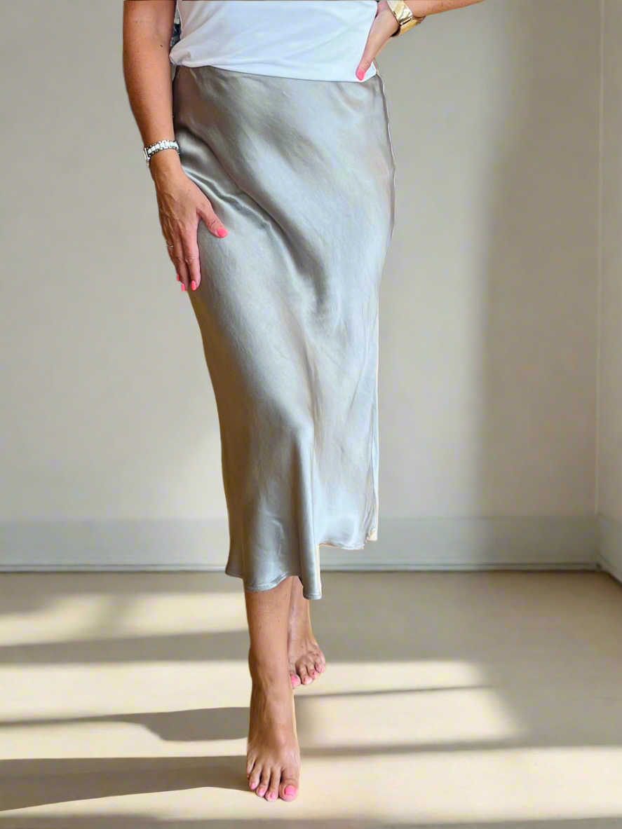 Satin Bias Cut Skirt - Plain