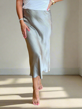 Satin Bias Cut Skirt - Plain