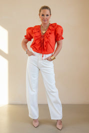 Linen Ruffle Top
