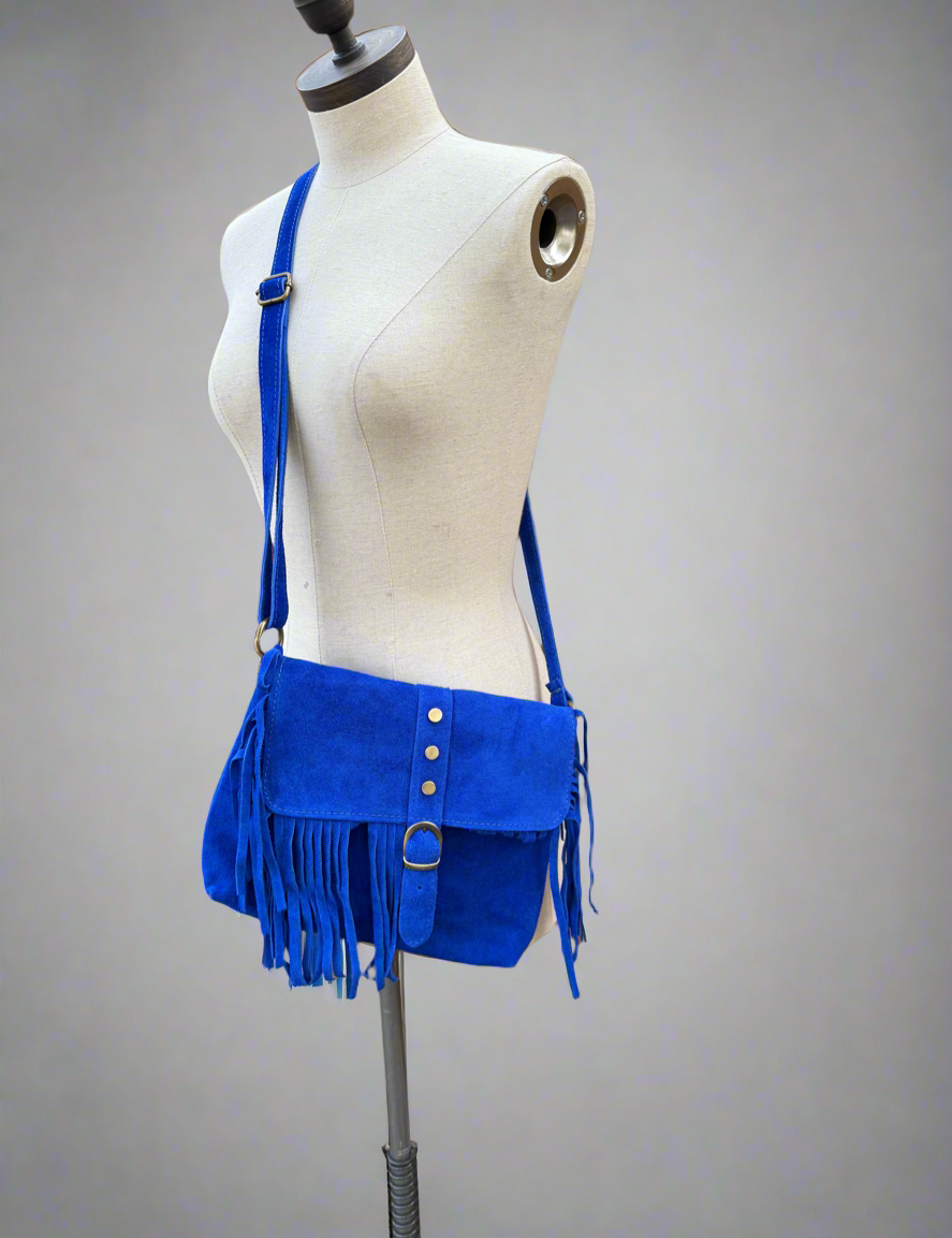 Suede Fringed Messenger Bag