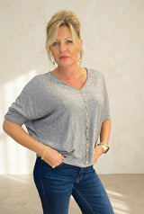 Batwing Button Light Knit