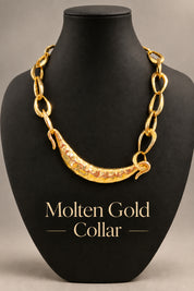 Molten gold collar necklace