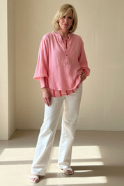 Henley Mesh Layering Top