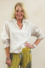 Frill Collar and Cuff Linen Shirt