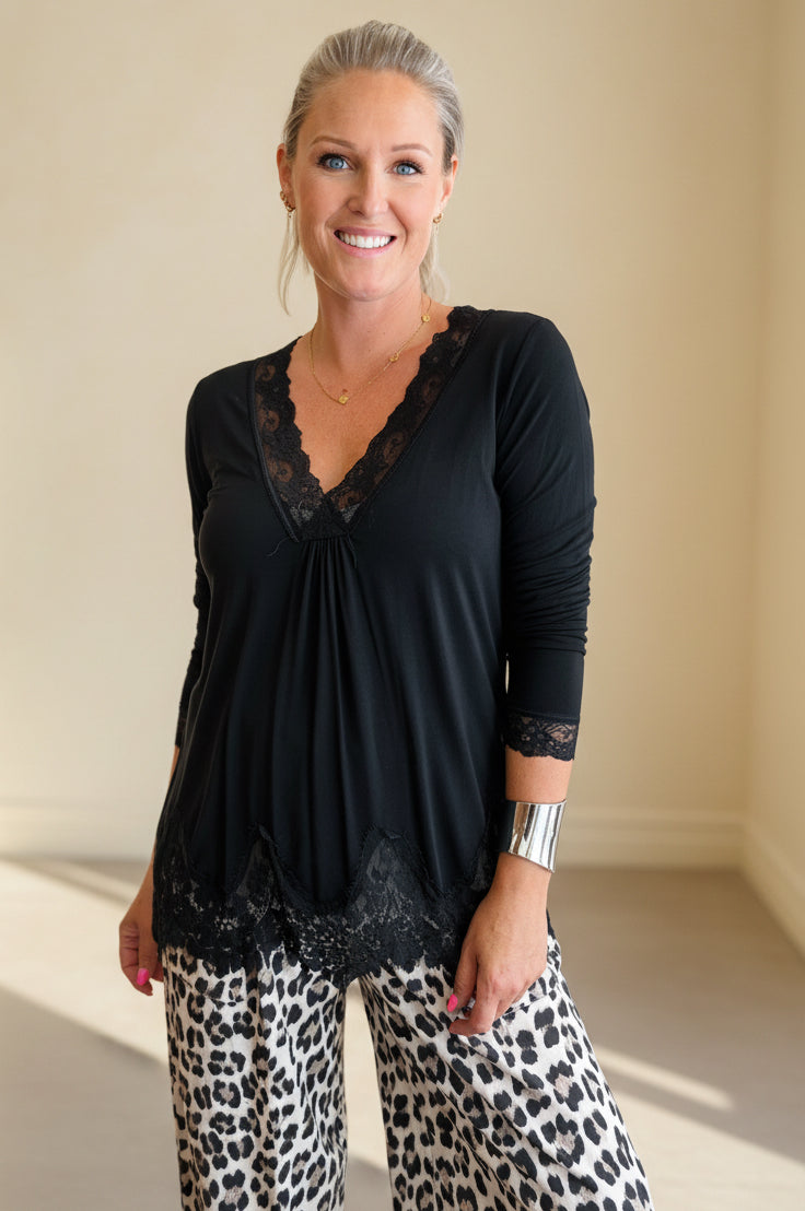 Long Sleeve Lace edge Top