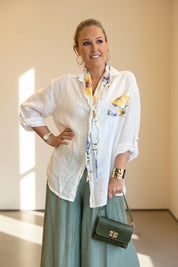 Linen Relaxed Fit Shirt and Scarf Set