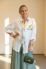 Linen Relaxed Fit Shirt and Scarf Set