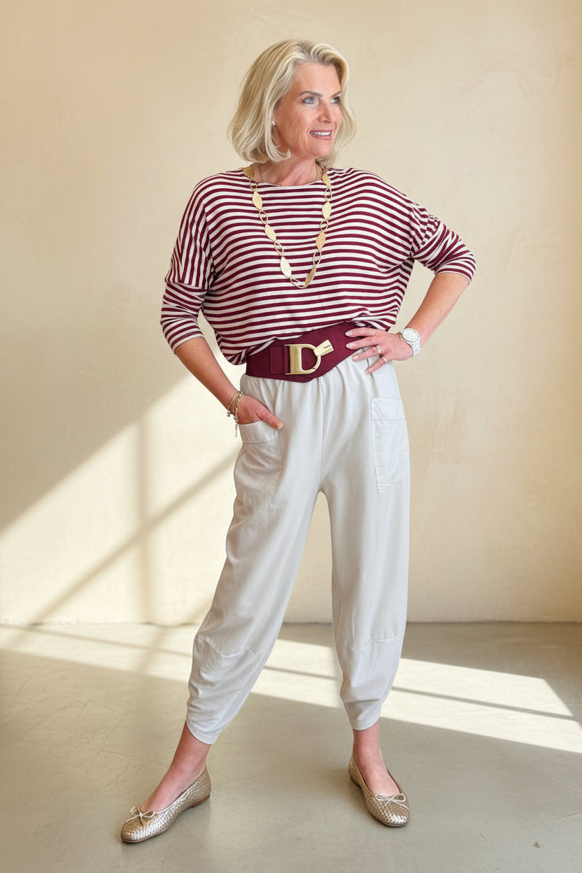 Stripe  Batwing Top