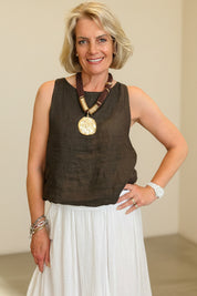 Linen Bubble Hem Top