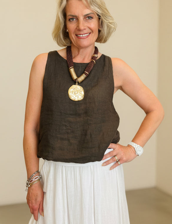 Linen Bubble Hem Top
