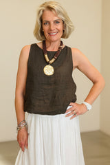 Linen Bubble Hem Top