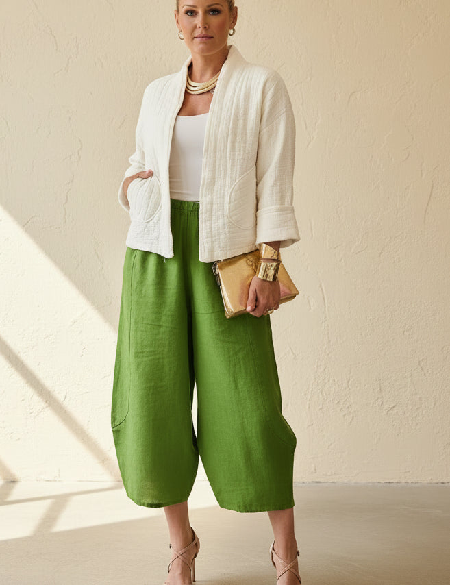 Linen Barrel Leg Cullottes