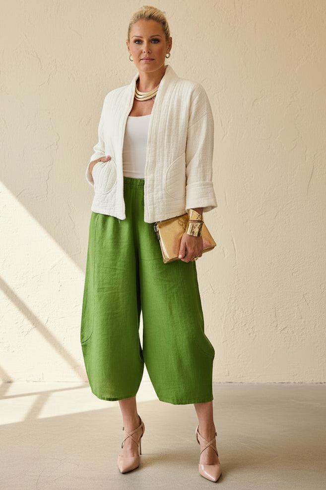 Linen Barrel Leg Cullottes