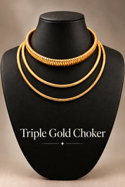 Triple gold choker necklace