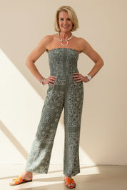 Bandana Print Strapless Jumpsuit