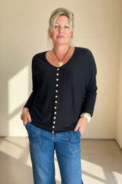 Batwing Button Light Knit
