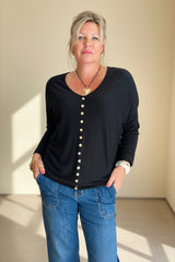 Batwing Button Light Knit