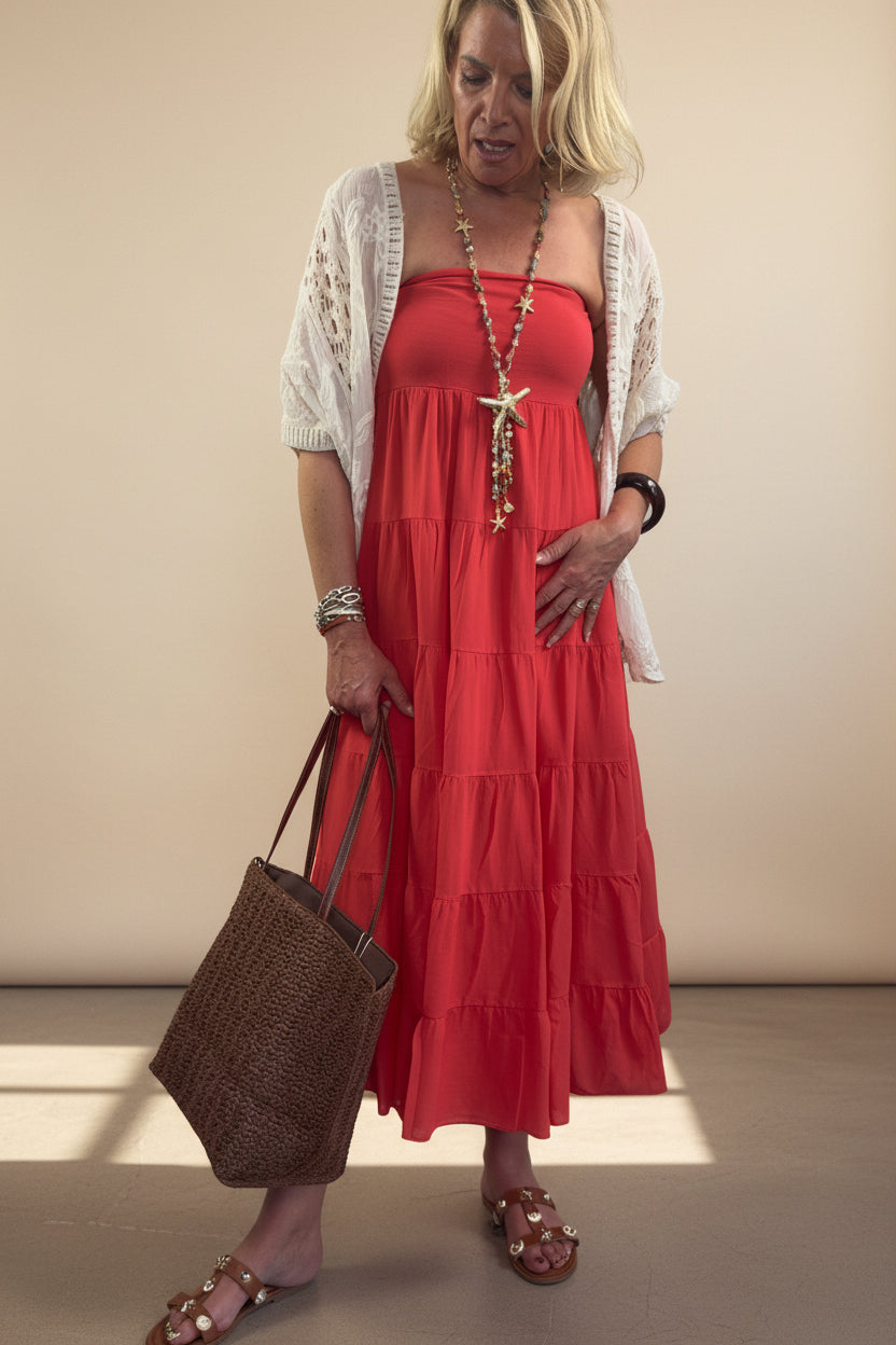 Tiered Cotton Maxi Skirt