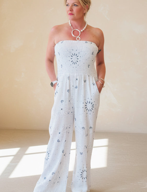 Bandana Print Strapless Jumpsuit