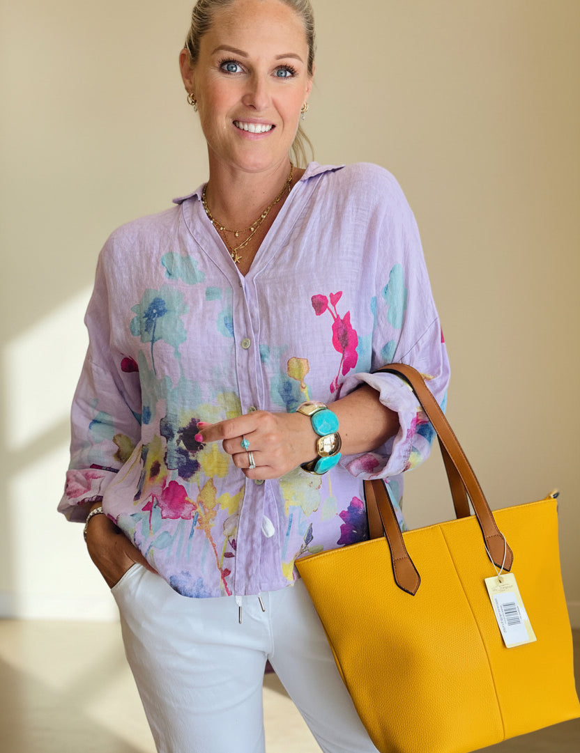 Claudia Painted Linen Shirt