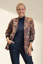Chocolate brown jacquard tapestry blazer