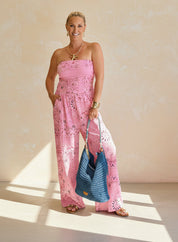 Bandana Print Strapless Jumpsuit