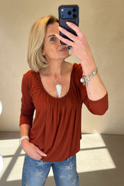 Balloon Hem Long Sleeve Top