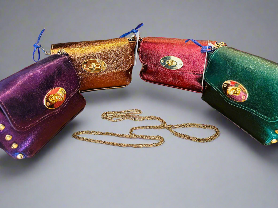 Piccola  Italian Bag - Metallic Leather